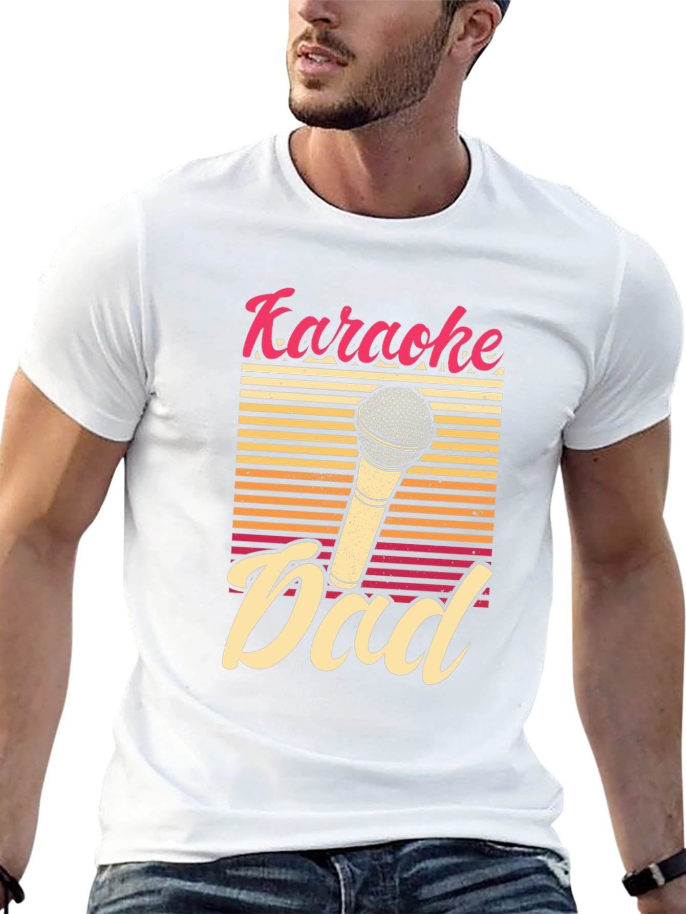 Karaoke Dad T-Shirt - Retro Microphone Graphic
