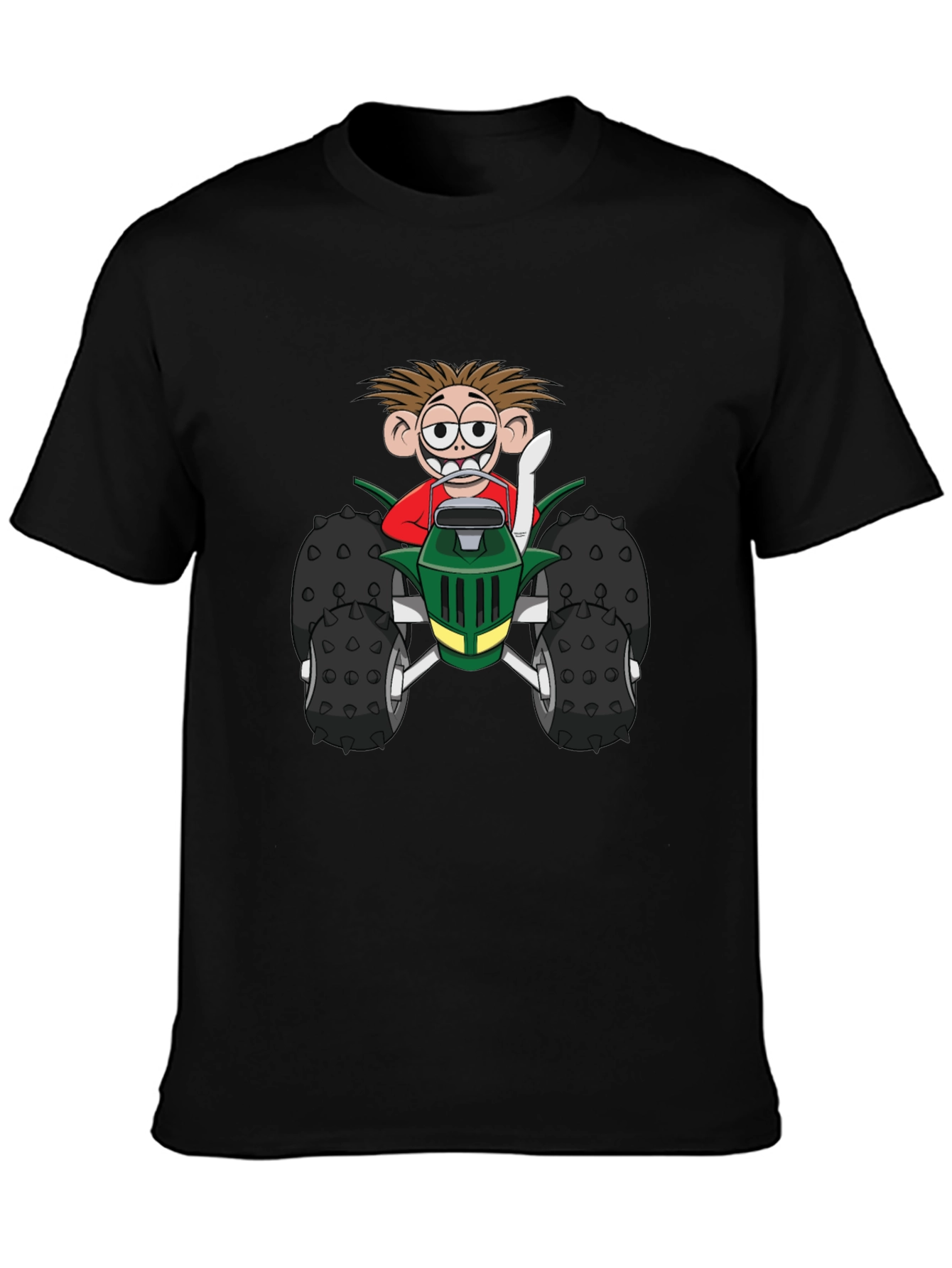 Cartoon Monster Truck Graphic Tee - Black