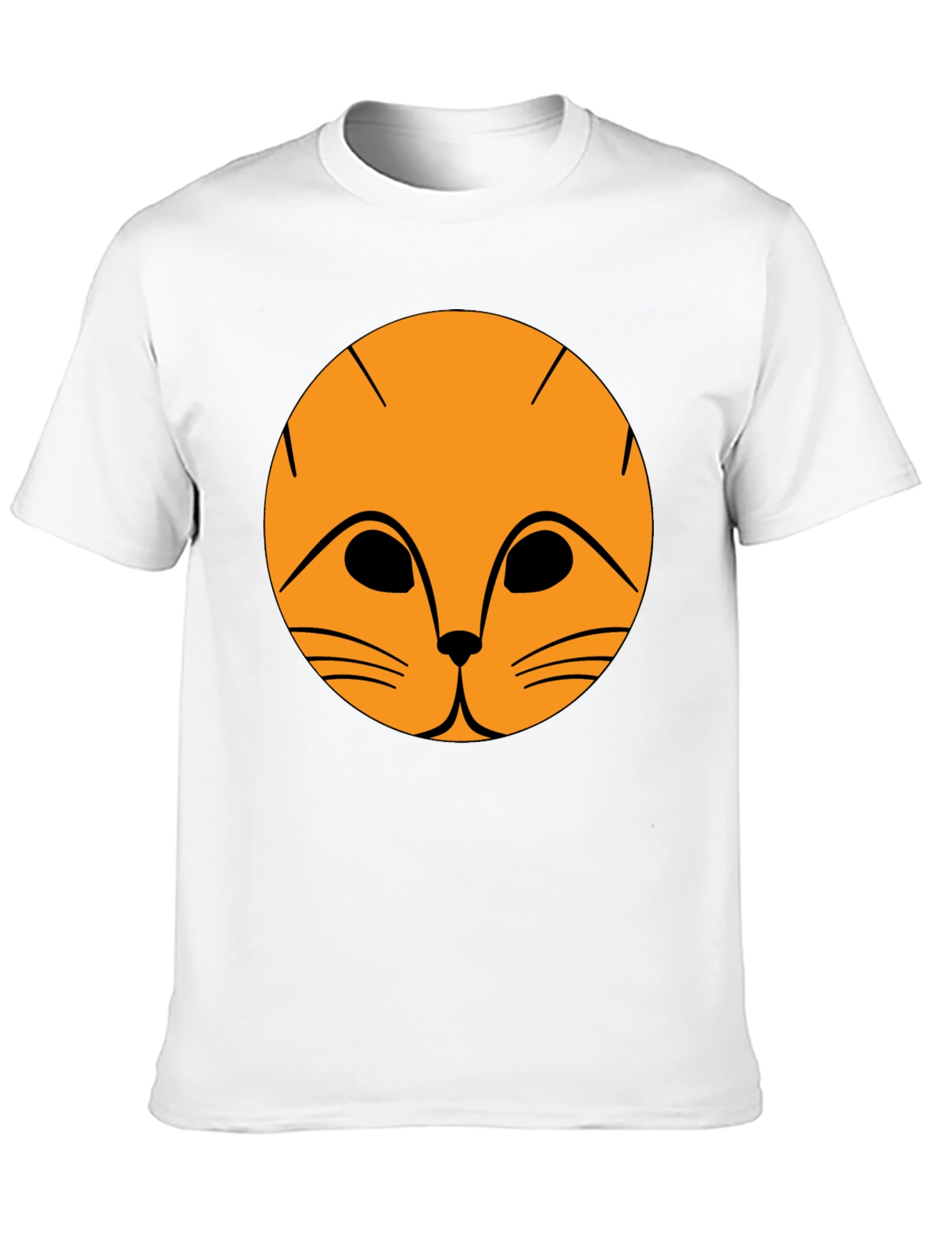Black T-Shirt with Orange Cat Face Graphic