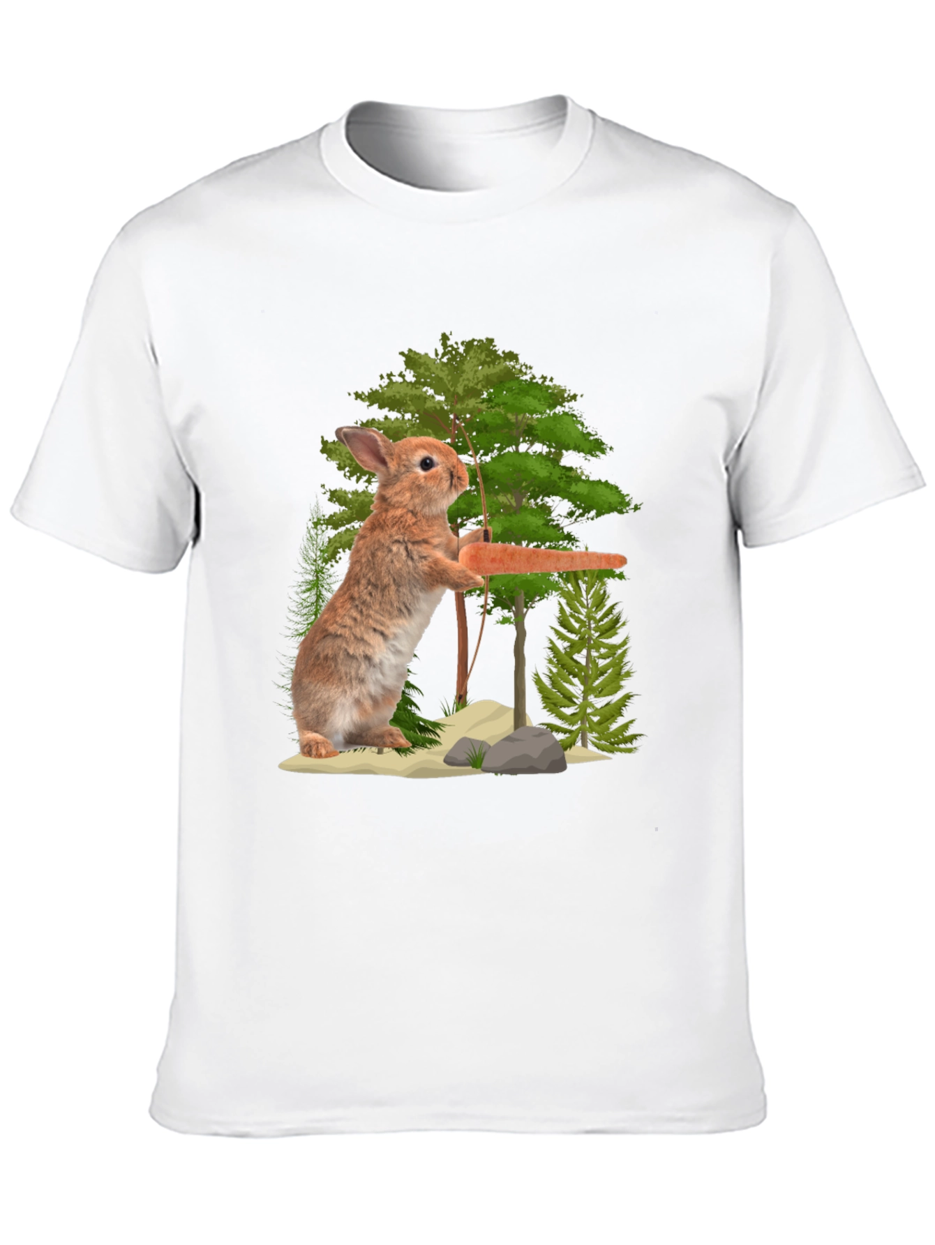Rabbit Holding Carrot Graphic T-Shirt