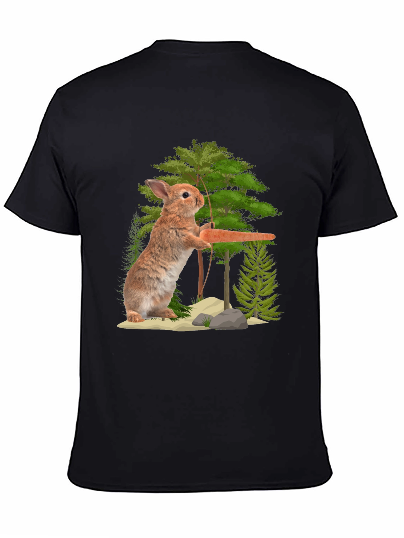 Rabbit Holding Carrot Graphic T-Shirt