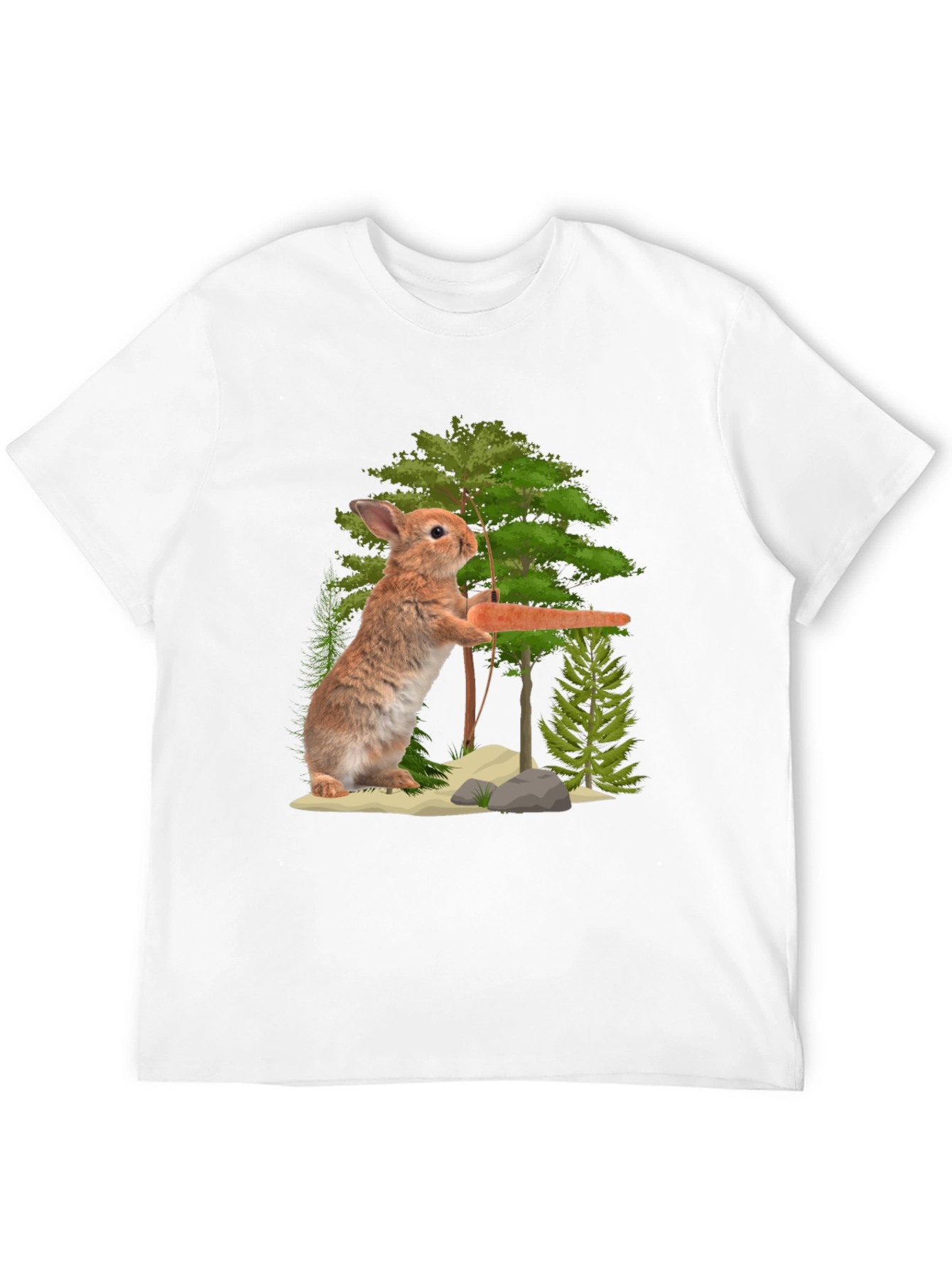 Rabbit Holding Carrot Graphic T-Shirt
