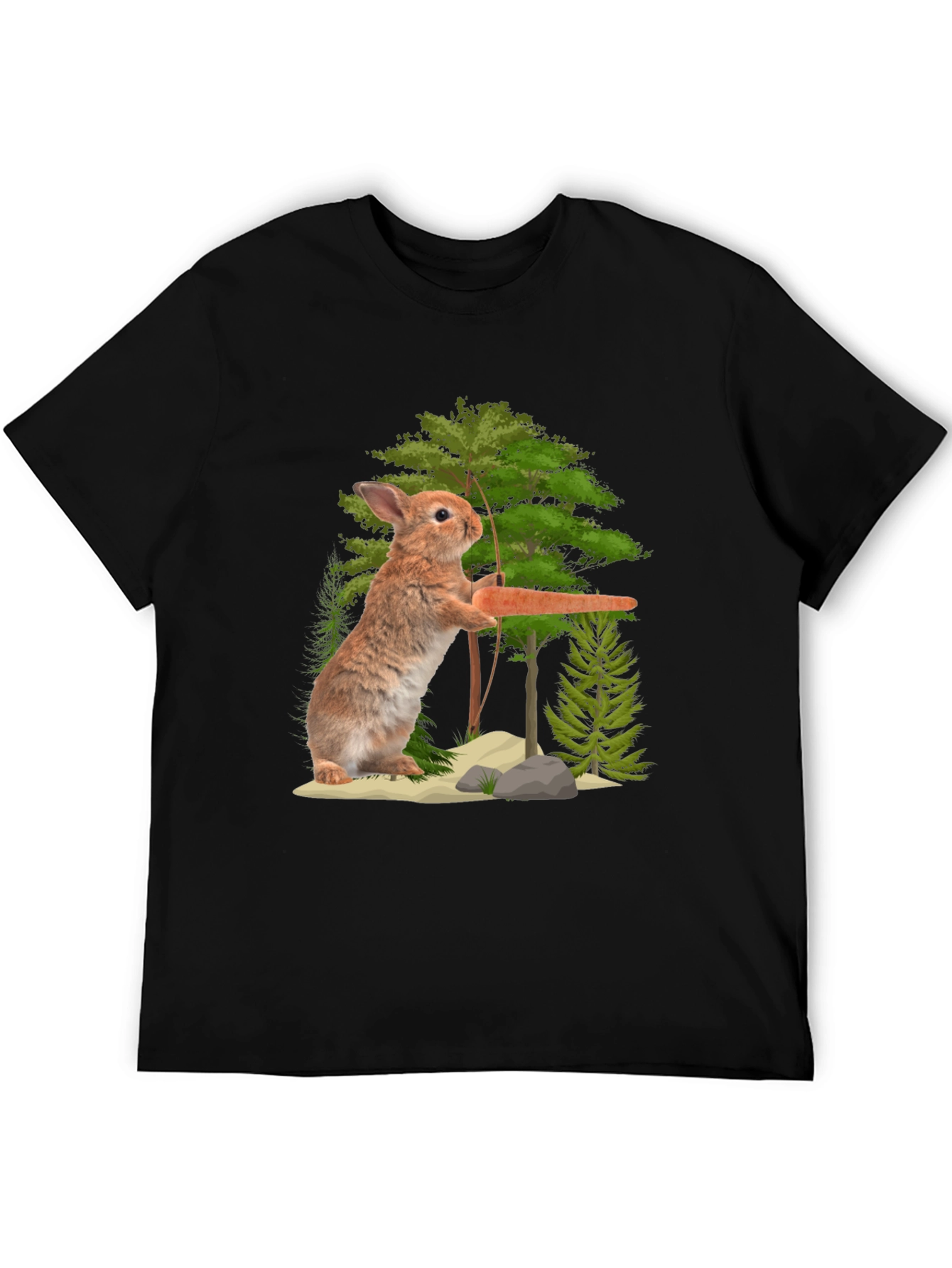 Rabbit Holding Carrot Graphic T-Shirt