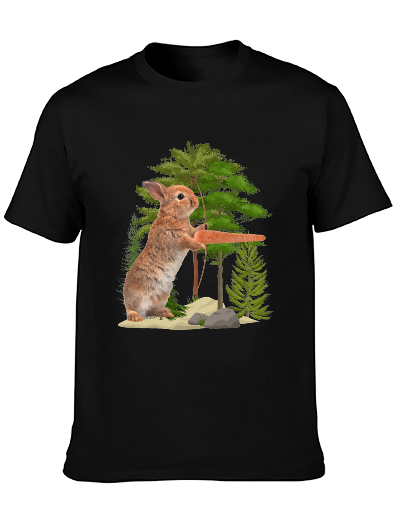 Rabbit Holding Carrot Graphic T-Shirt
