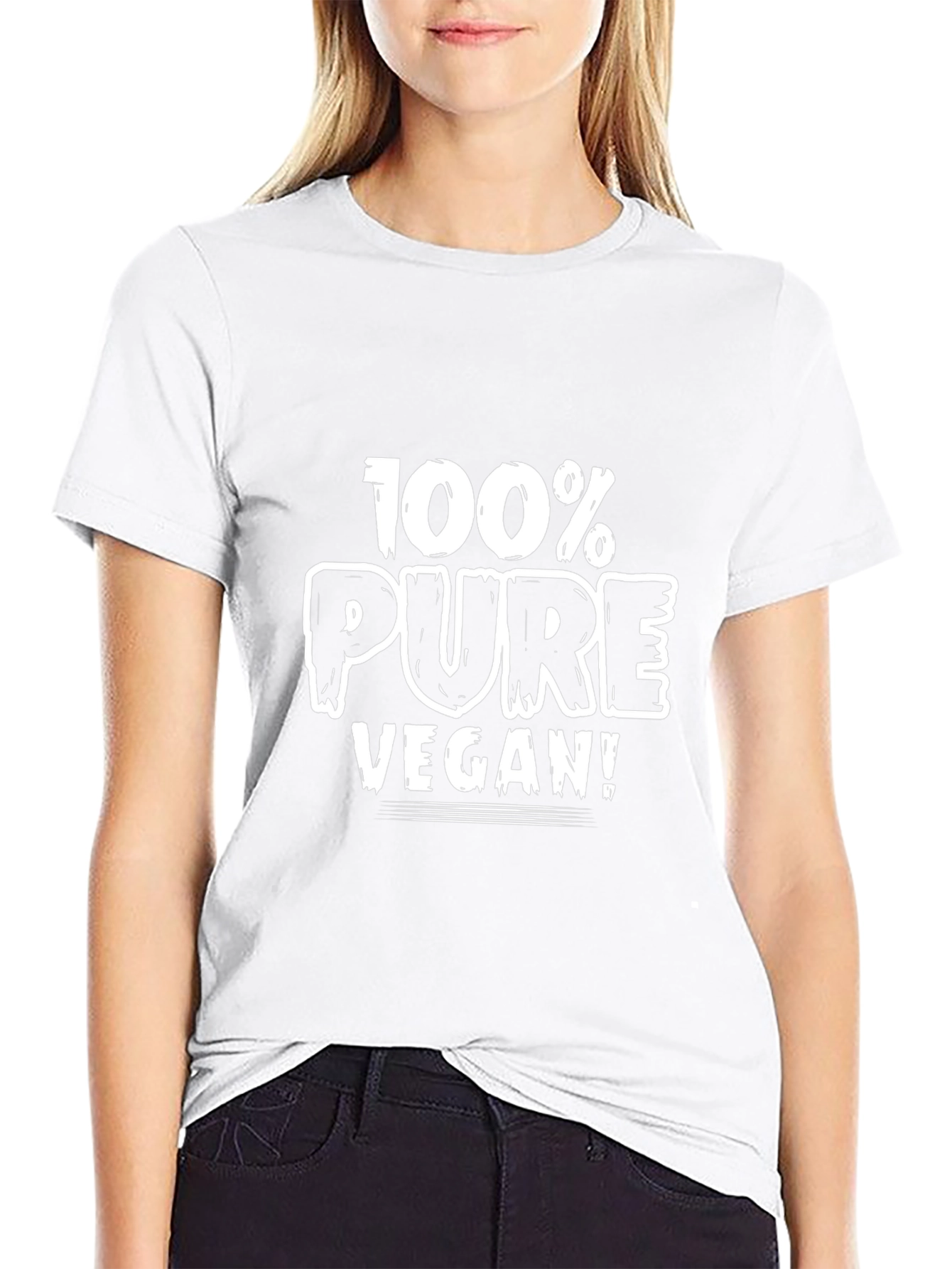 100% Pure Vegan T-Shirt - Black Crew Neck
