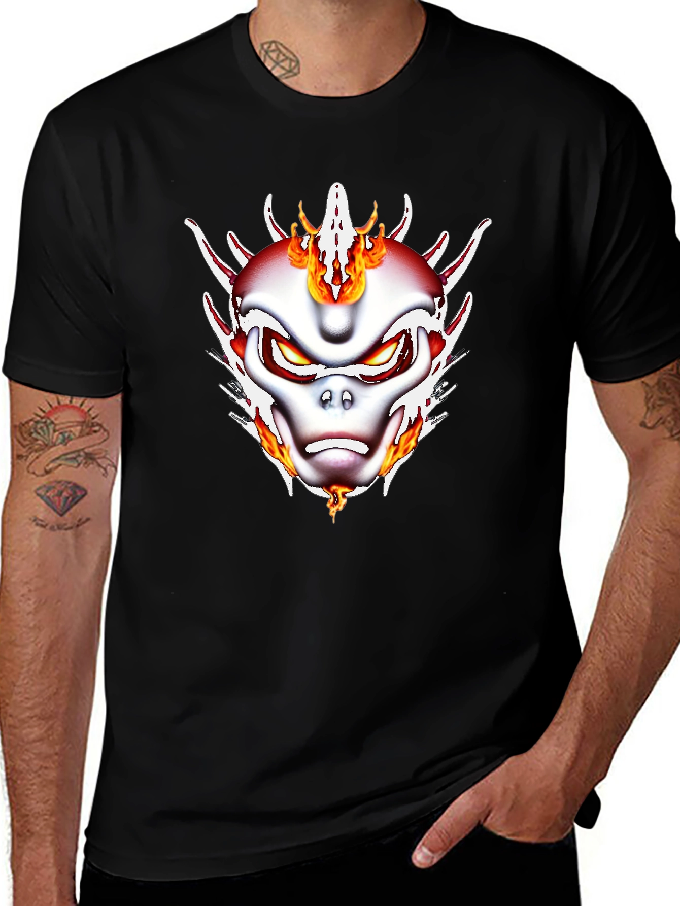Fiery Dragon Graphic T-Shirt - Black