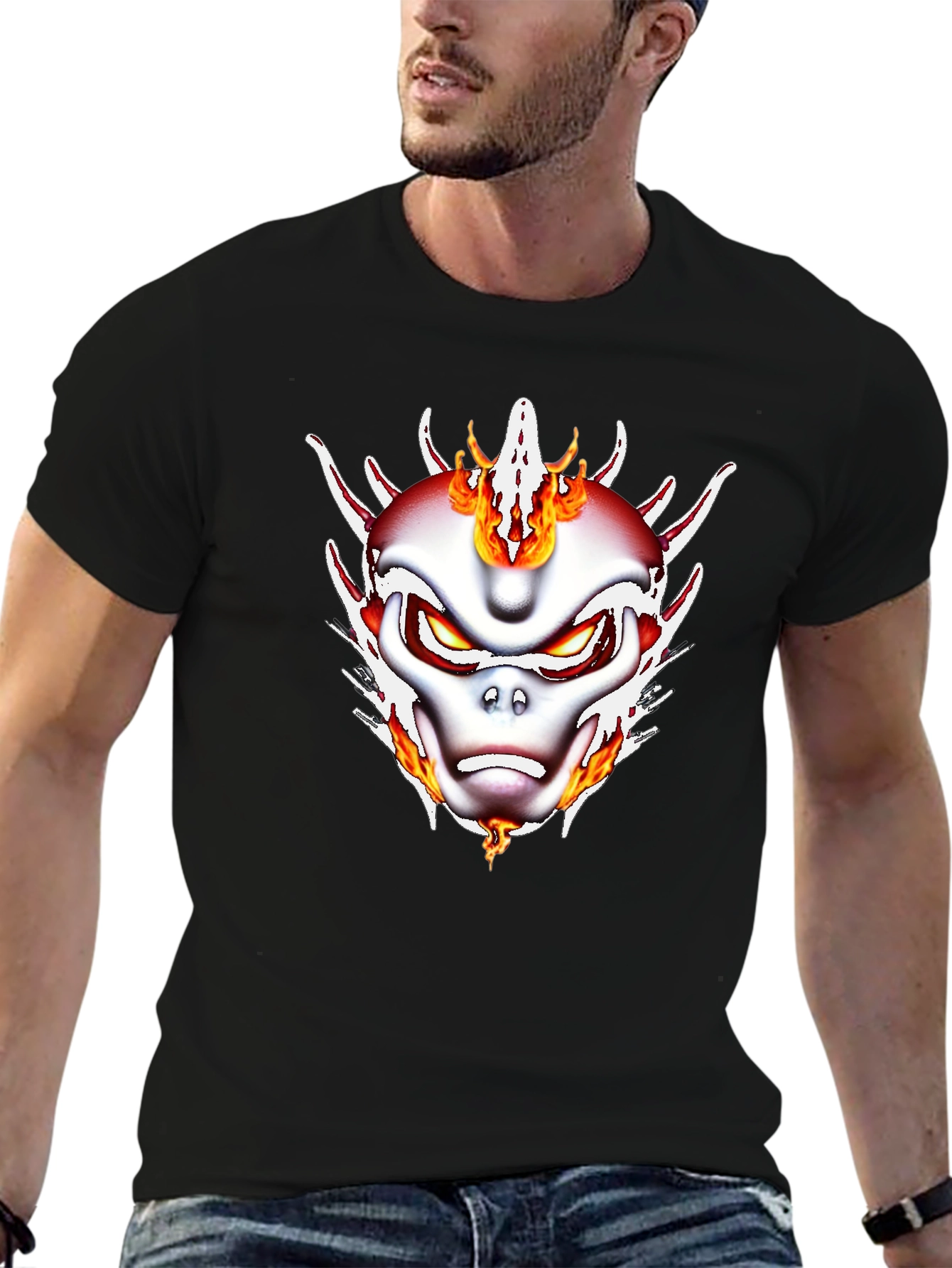 Fiery Dragon Graphic T-Shirt - Black