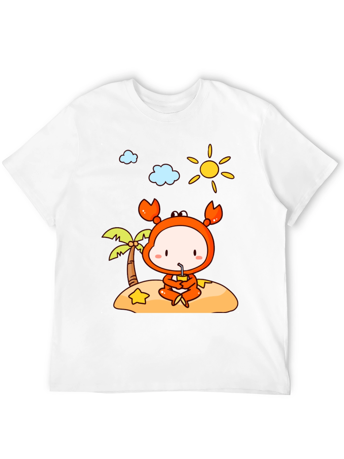 Crab Island Cartoon T-Shirt - Fun Beach Style