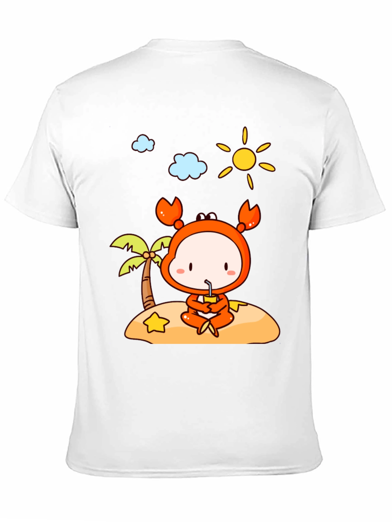 Crab Island Cartoon T-Shirt - Fun Beach Style
