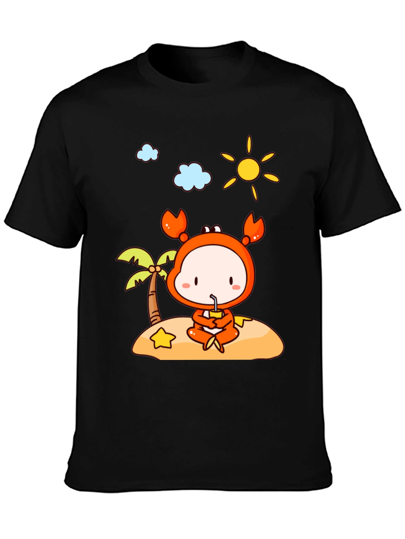 Crab Island Cartoon T-Shirt - Fun Beach Style