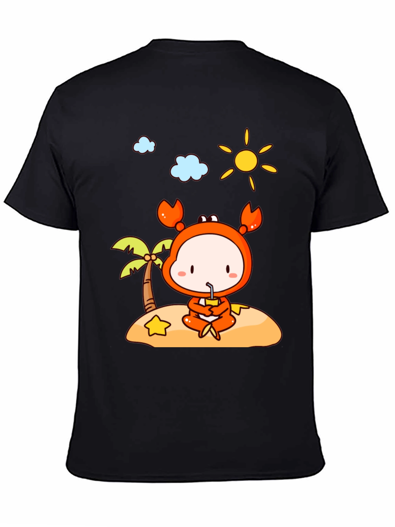 Crab Island Cartoon T-Shirt - Fun Beach Style