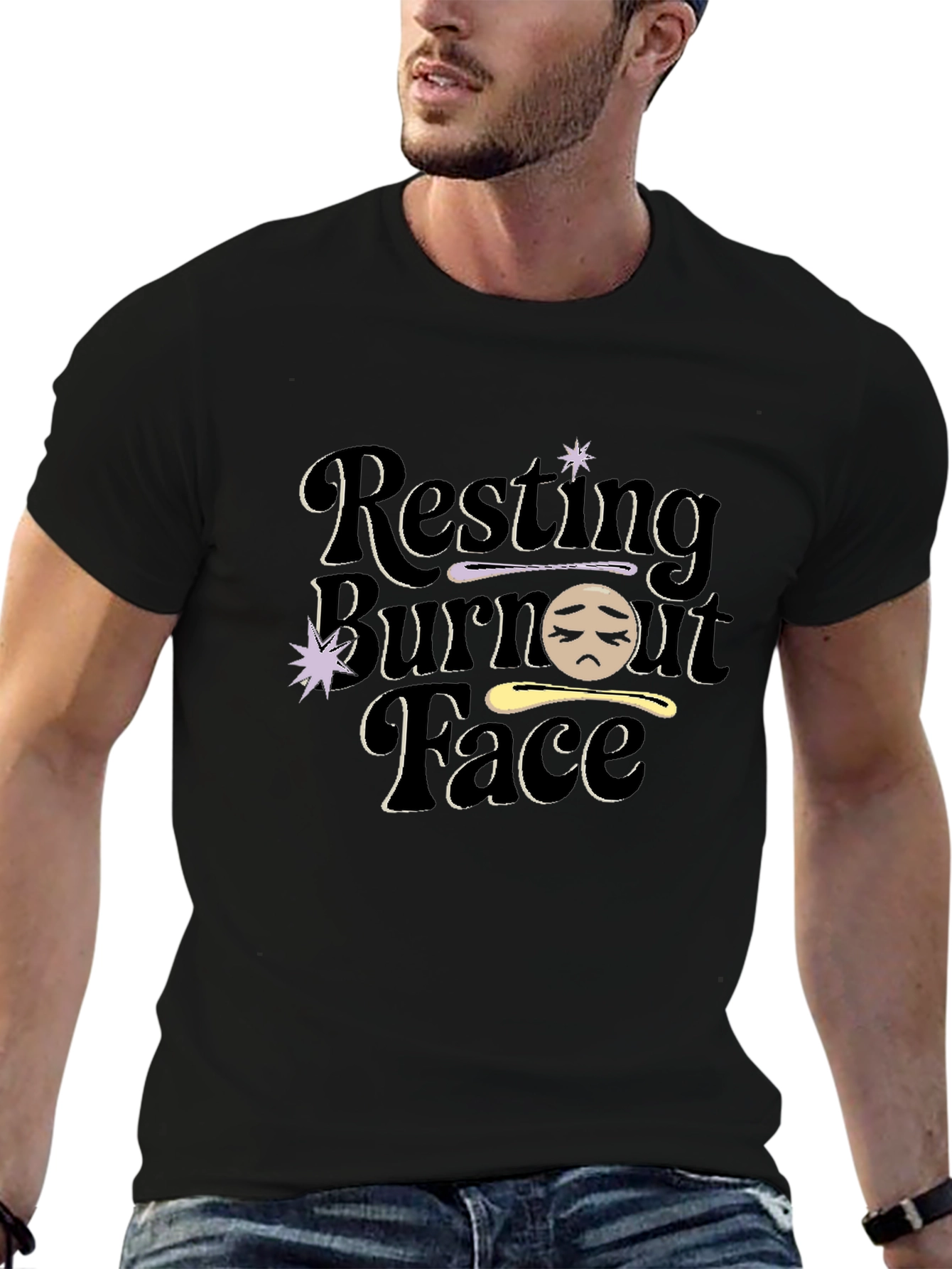 Resting Burnout Face Graphic Tee - Black