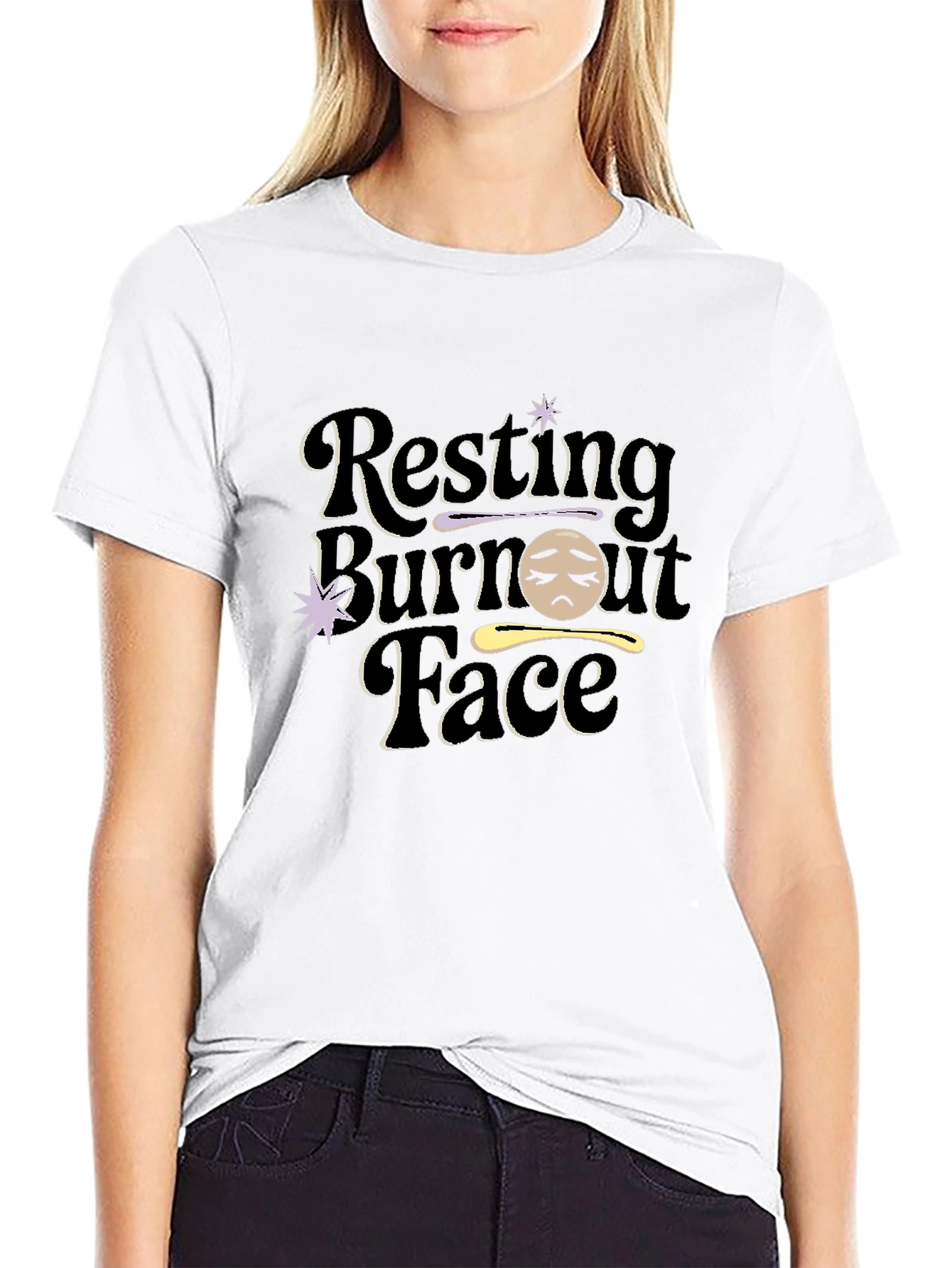 Resting Burnout Face Graphic Tee - Black