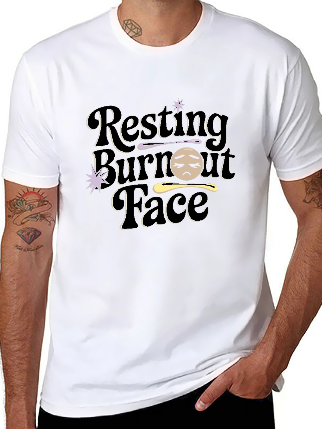 Resting Burnout Face Graphic Tee - Black