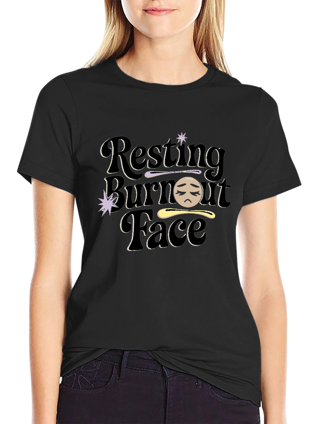 Resting Burnout Face Graphic Tee - Black