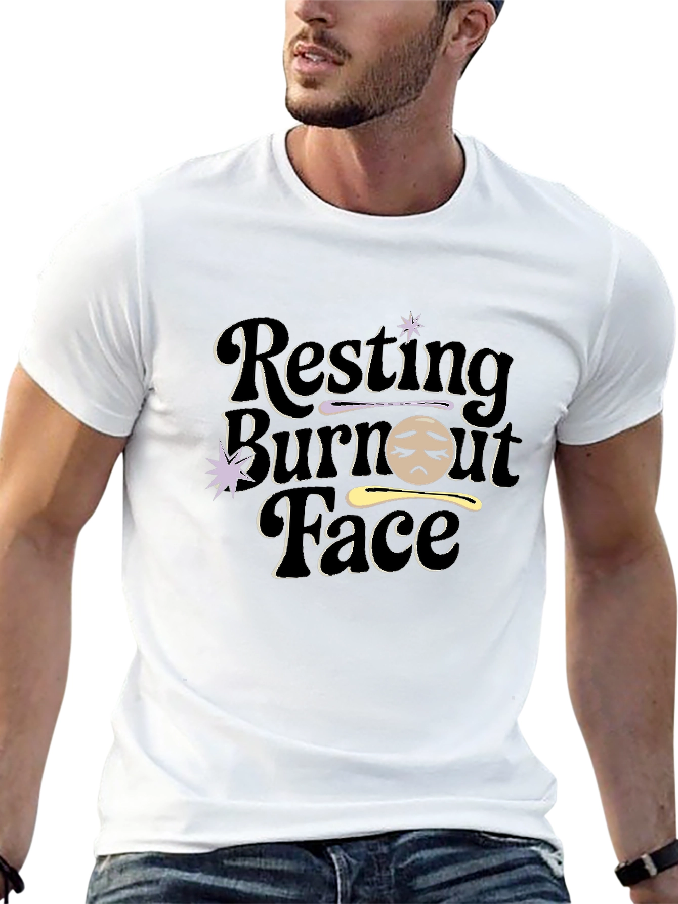 Resting Burnout Face Graphic Tee - Black