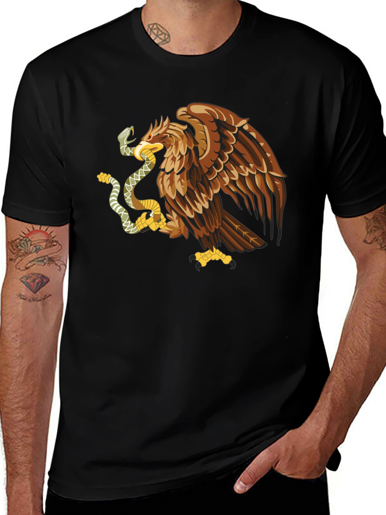 Eagle and Snake Graphic T-Shirt - Black