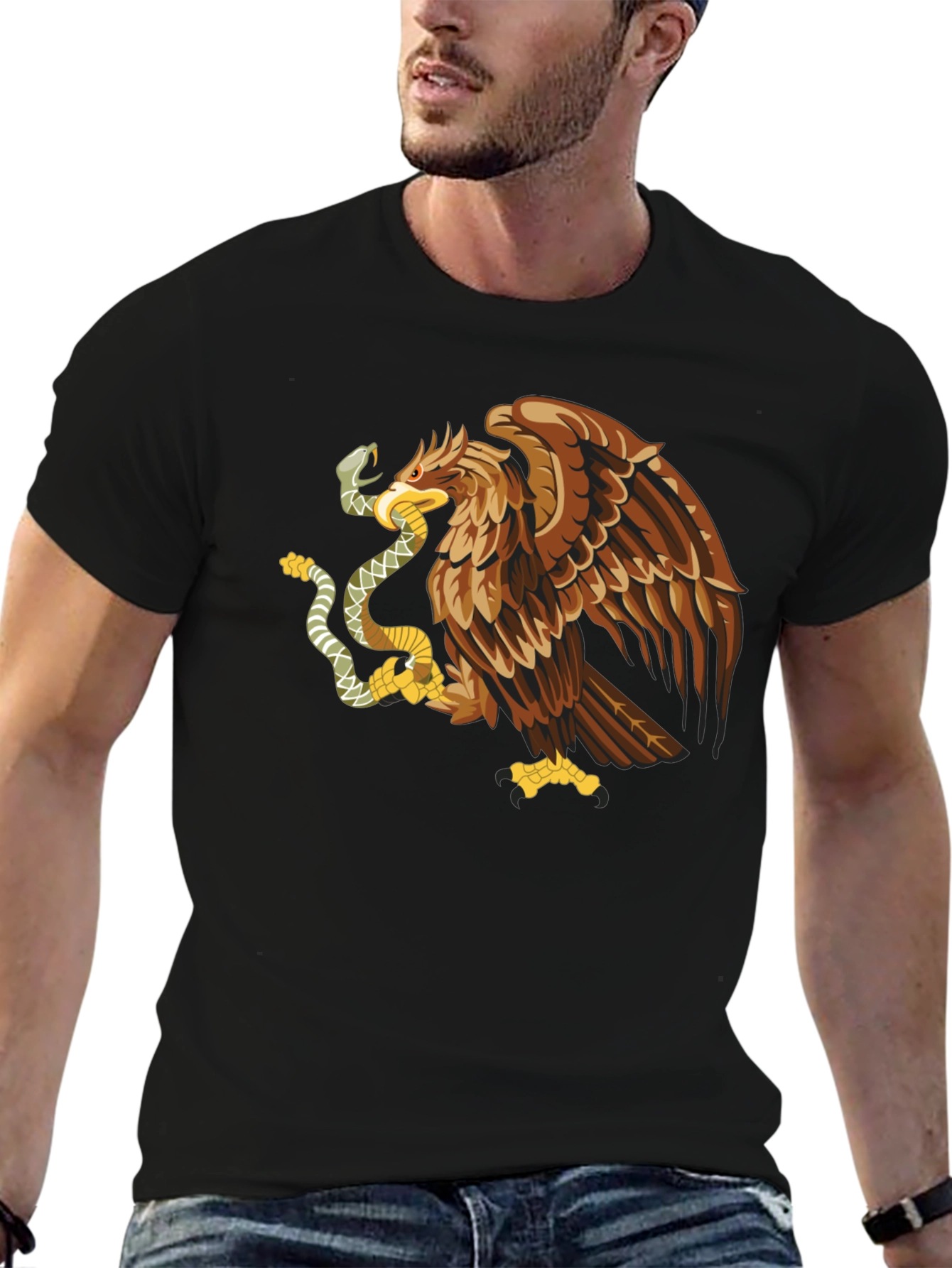 Eagle and Snake Graphic T-Shirt - Black