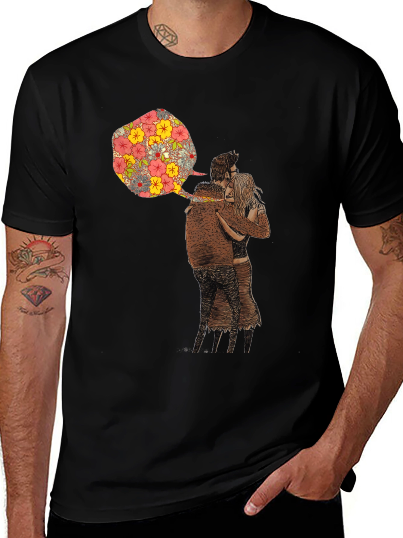 Floral Embrace Graphic Tee - Stylish Comfort