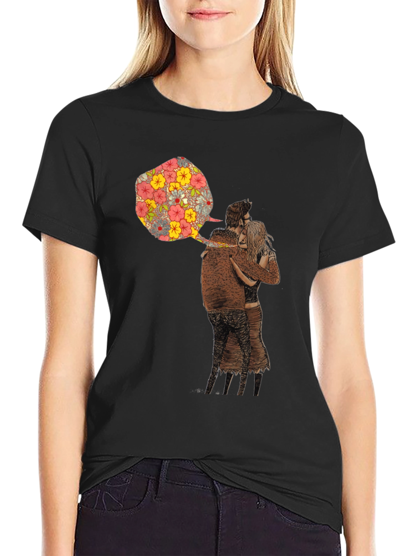 Floral Embrace Graphic Tee - Stylish Comfort
