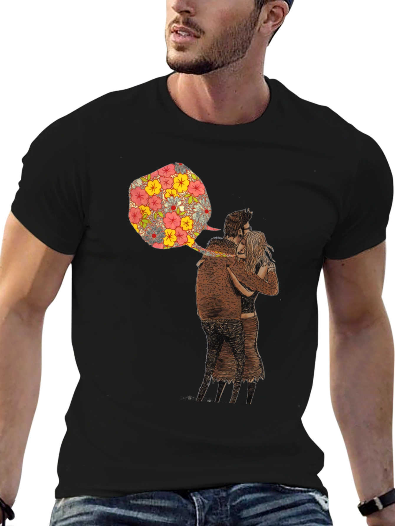 Floral Embrace Graphic Tee - Stylish Comfort