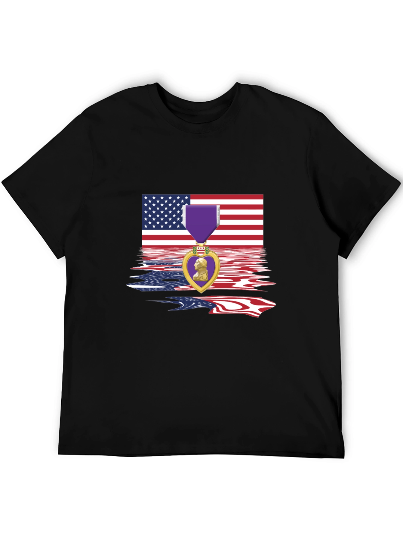 Patriotic Purple Heart USA Flag T-Shirt