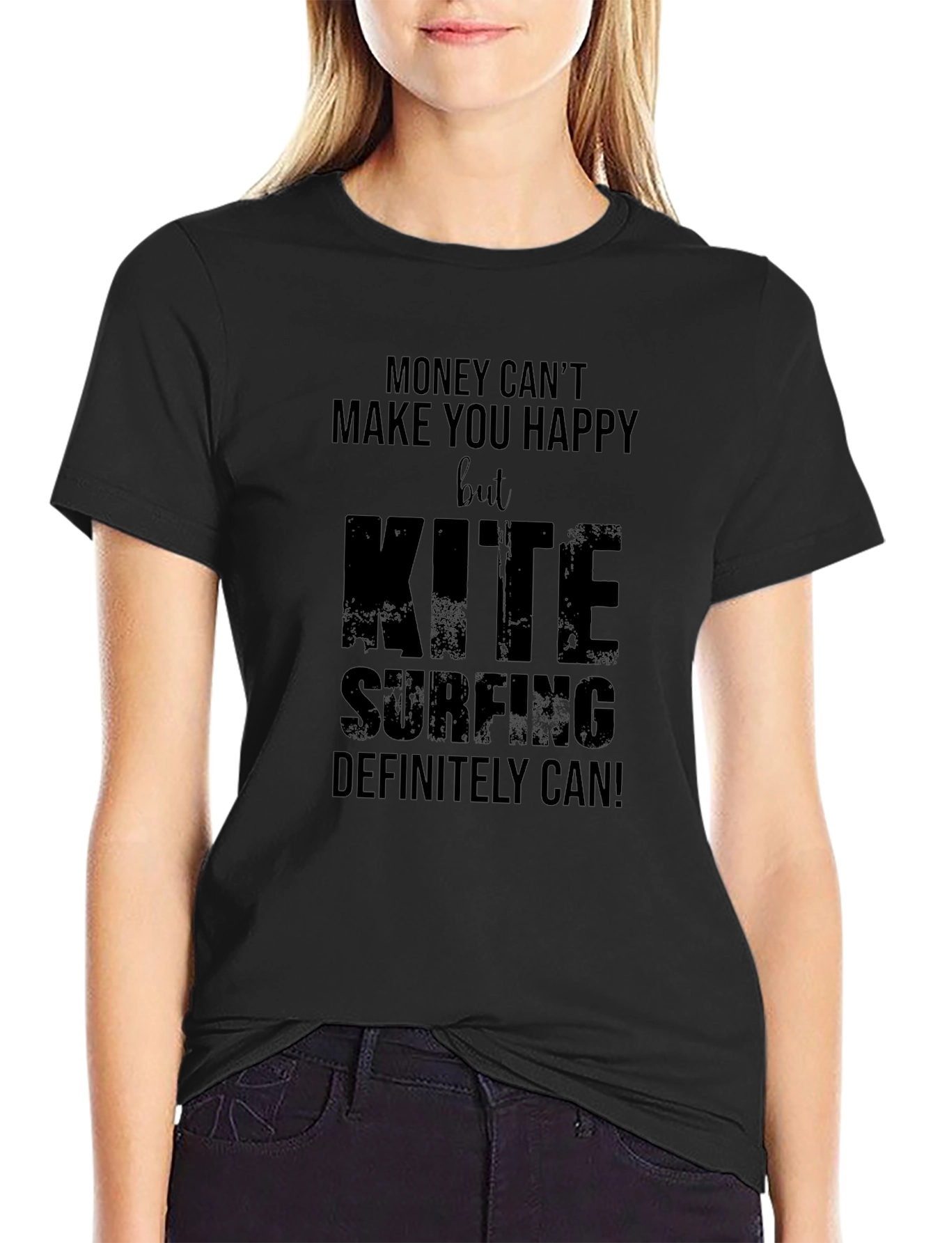 Kite Surfing T-Shirt: Money Cant Buy Happiness Tee