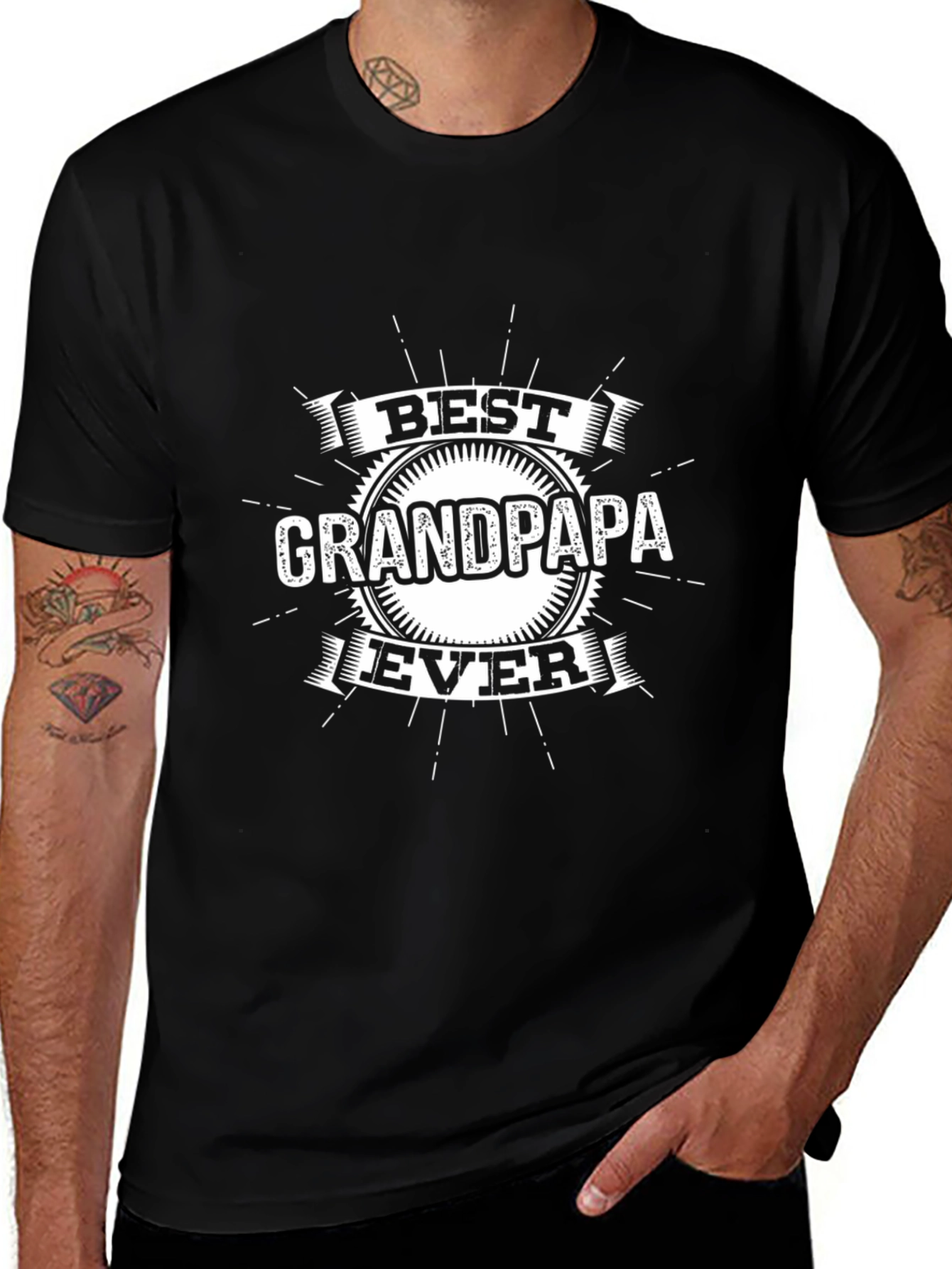 Best Grandpa Ever Graphic T-Shirt - Black