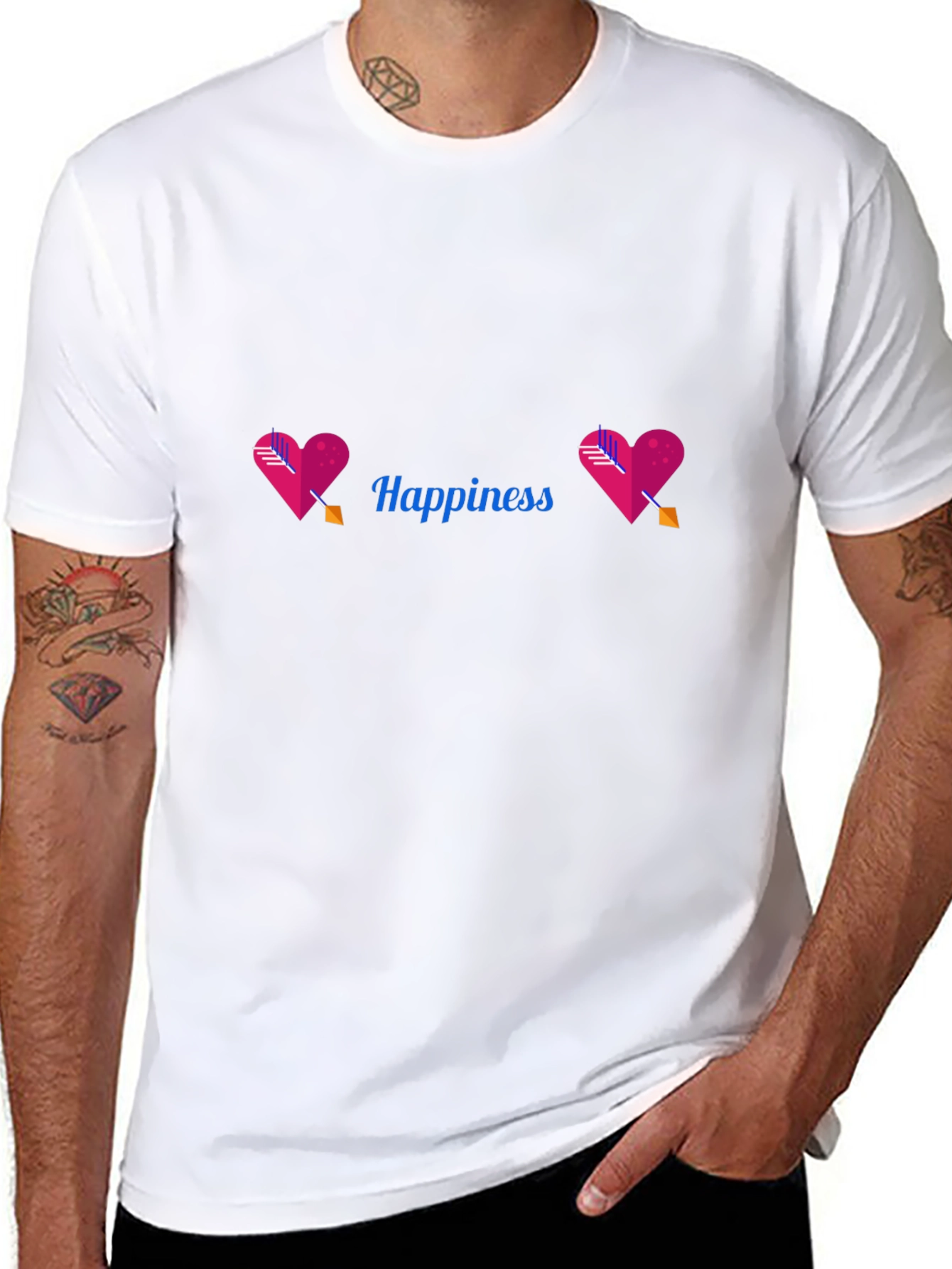 Happiness Heart Arrow Black Tee