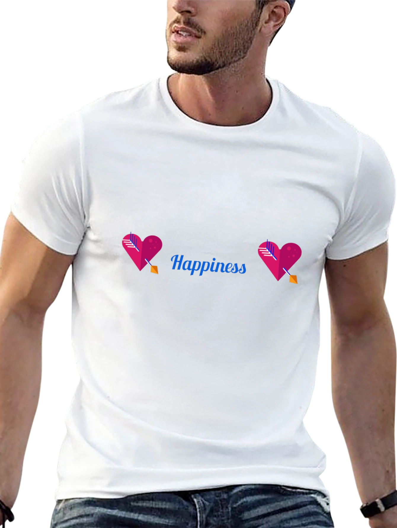 Happiness Heart Arrow Black Tee