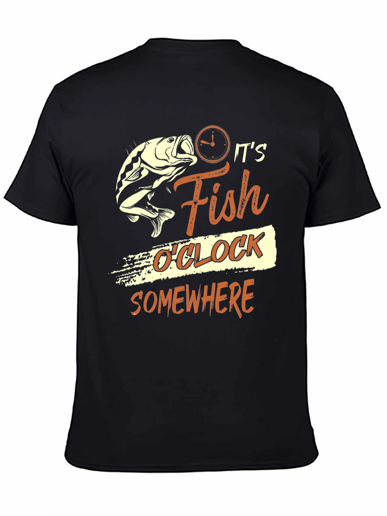 Its Fish OClock Somewhere Black T-Shirt