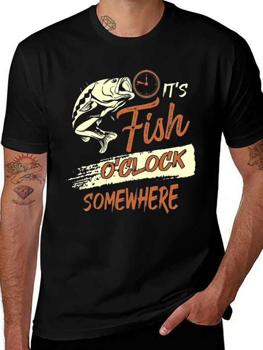 Its Fish OClock Somewhere Black T-Shirt