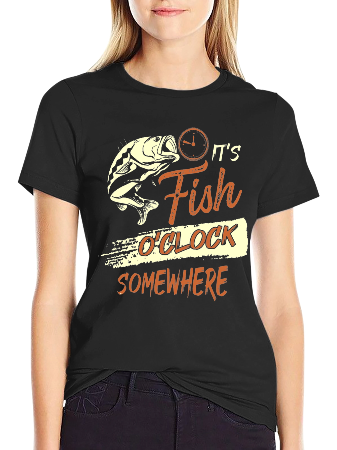 Its Fish OClock Somewhere Black T-Shirt