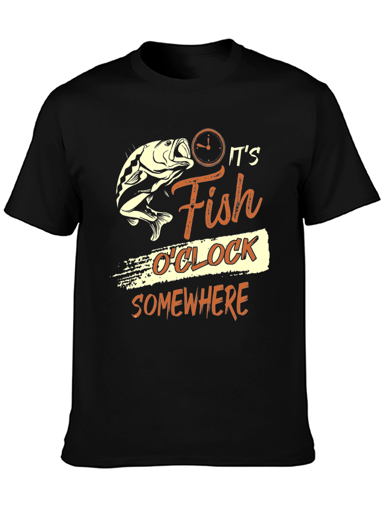 Its Fish OClock Somewhere Black T-Shirt