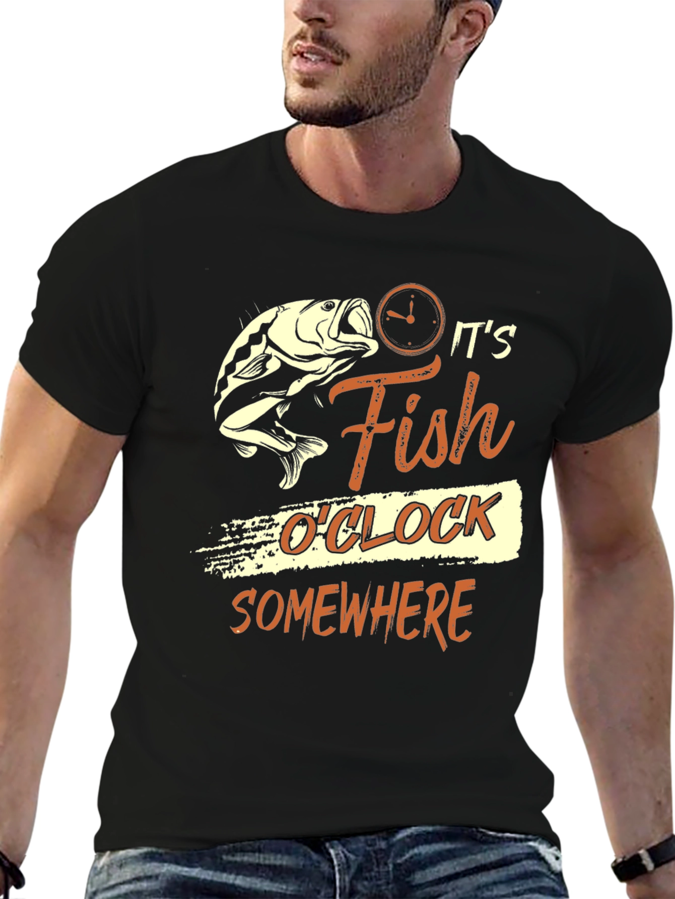 Its Fish OClock Somewhere Black T-Shirt