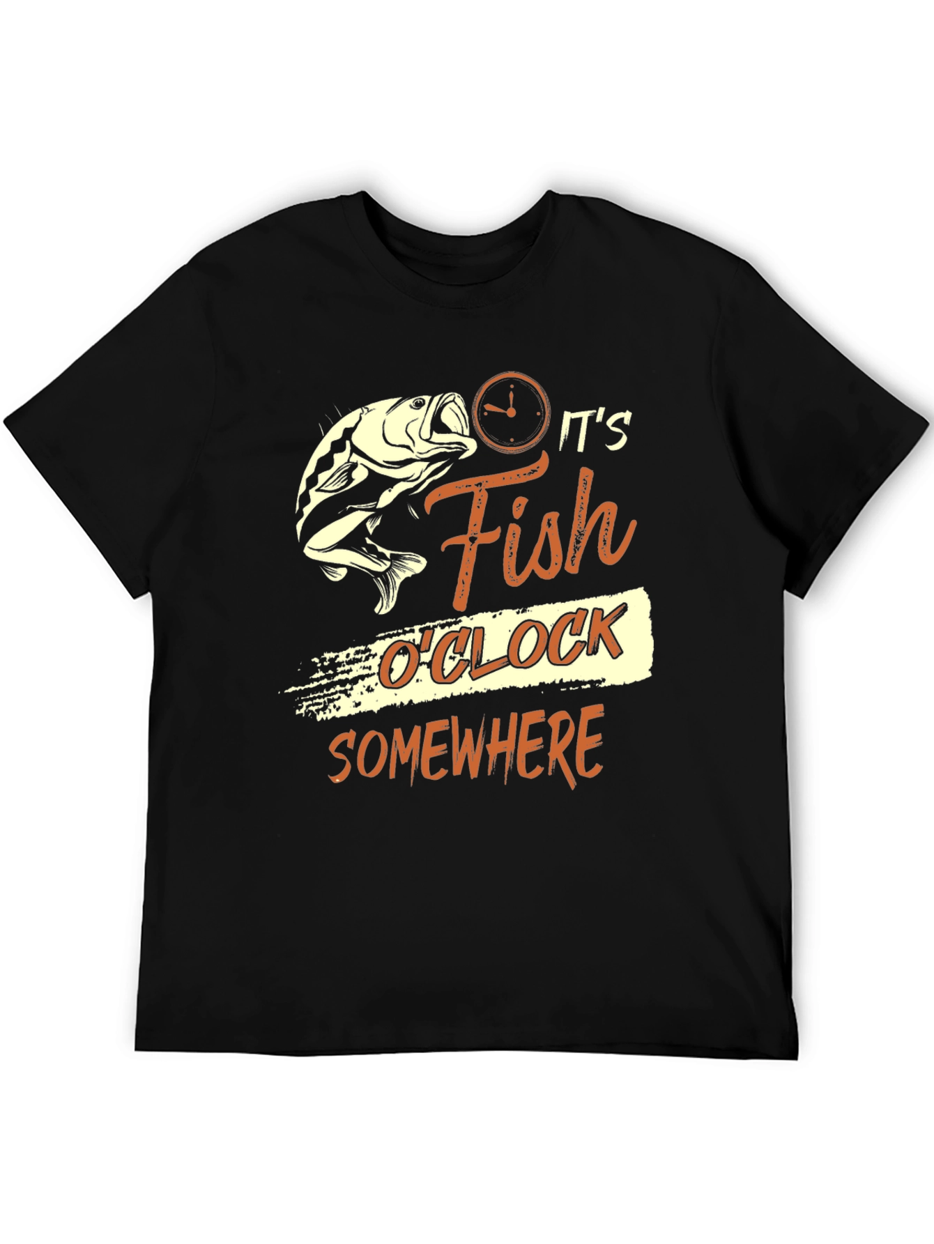 Its Fish OClock Somewhere Black T-Shirt