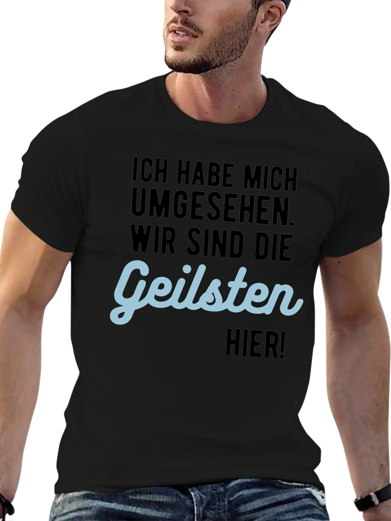 Geilsten Here Mens Black T-Shirt Funny German Slogan Tee