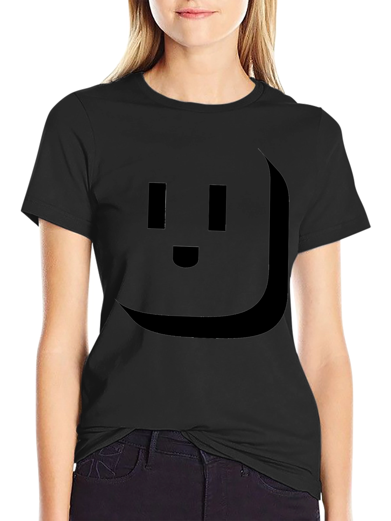Geometric Face Black Graphic T-Shirt