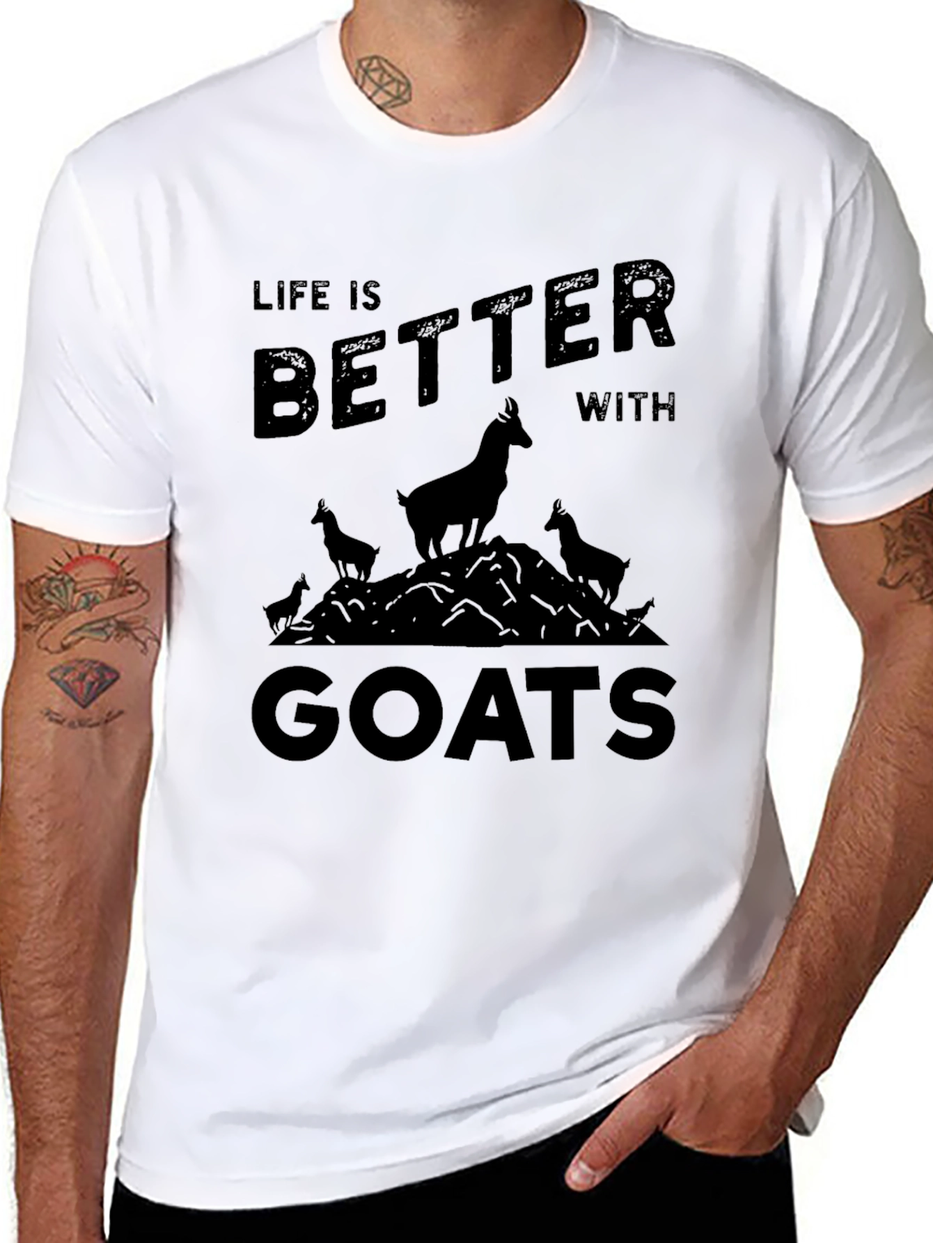 Life is Better with Goats Black T-Shirt