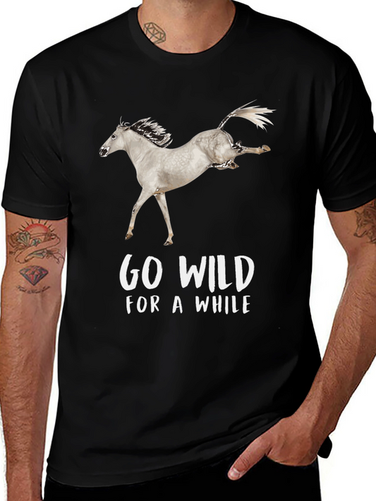Go Wild Horse Graphic Tee - Stylish Black Cotton Shirt