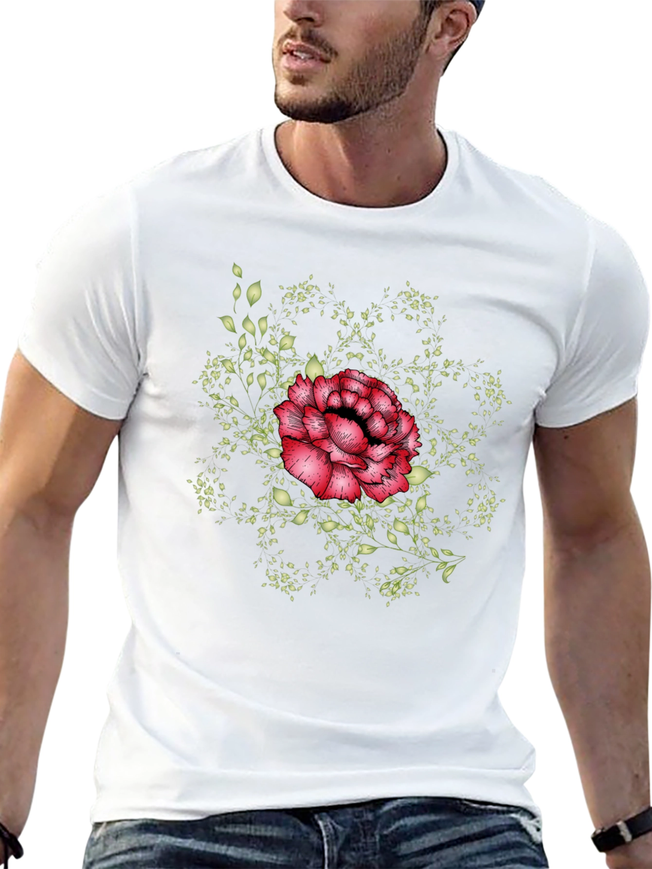 Floral Mandala Mens Black Tee