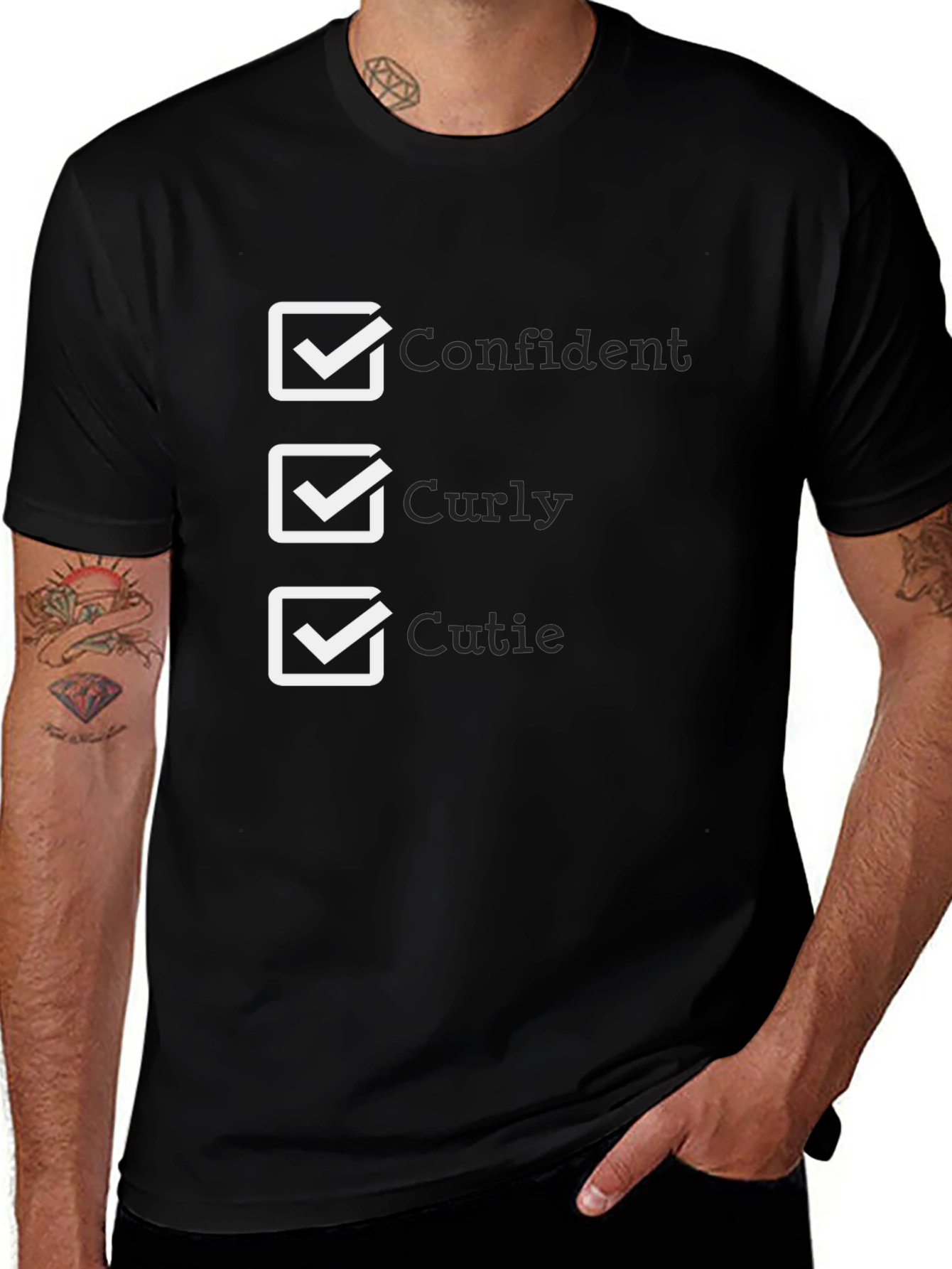 Confident Curly Cutie Black T-Shirt