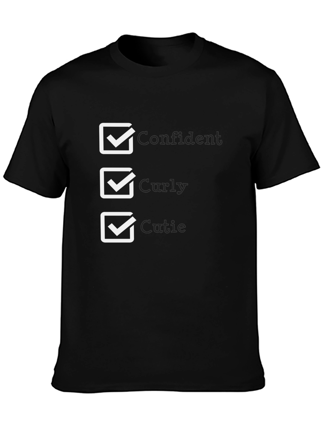 Confident Curly Cutie Black T-Shirt