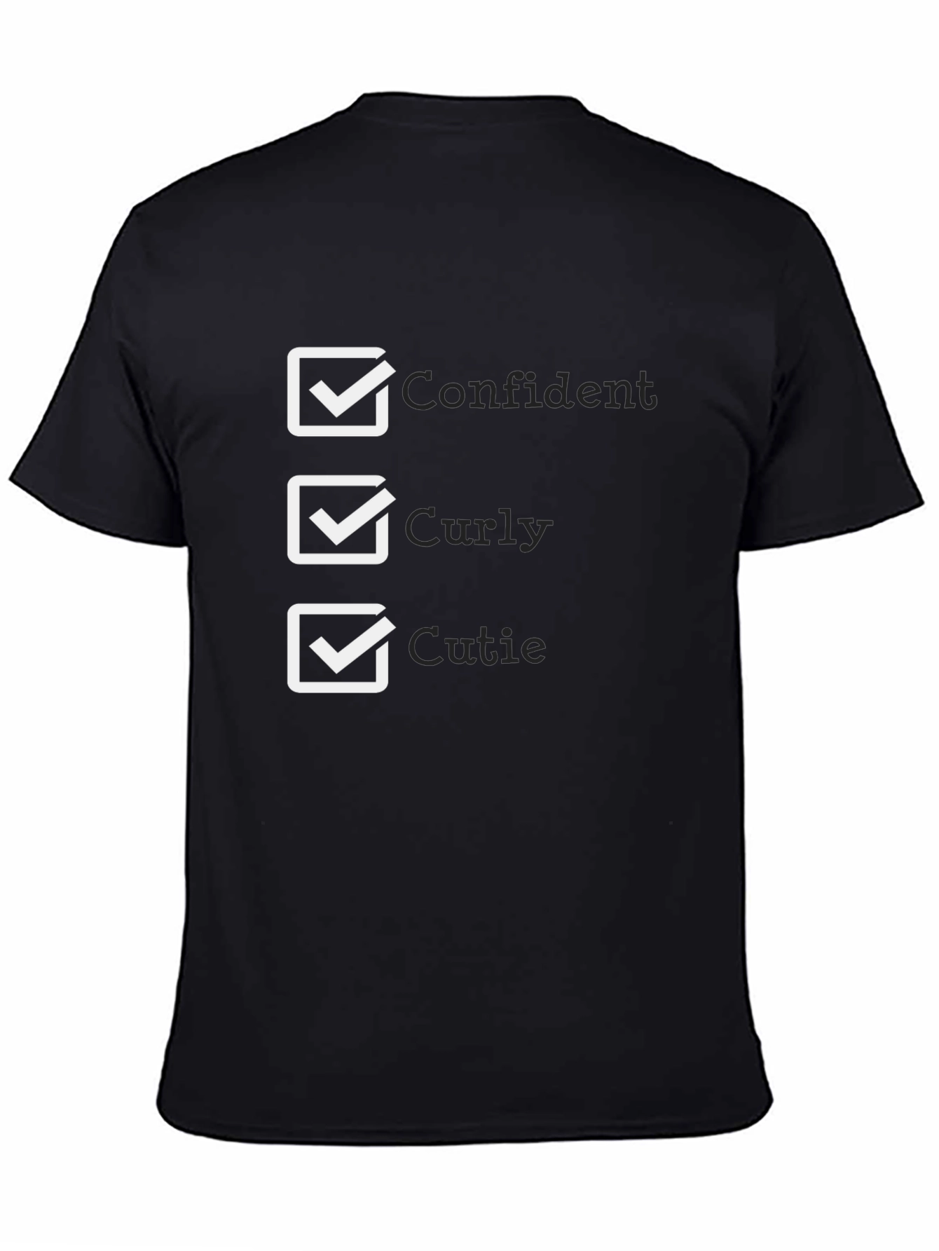 Confident Curly Cutie Black T-Shirt