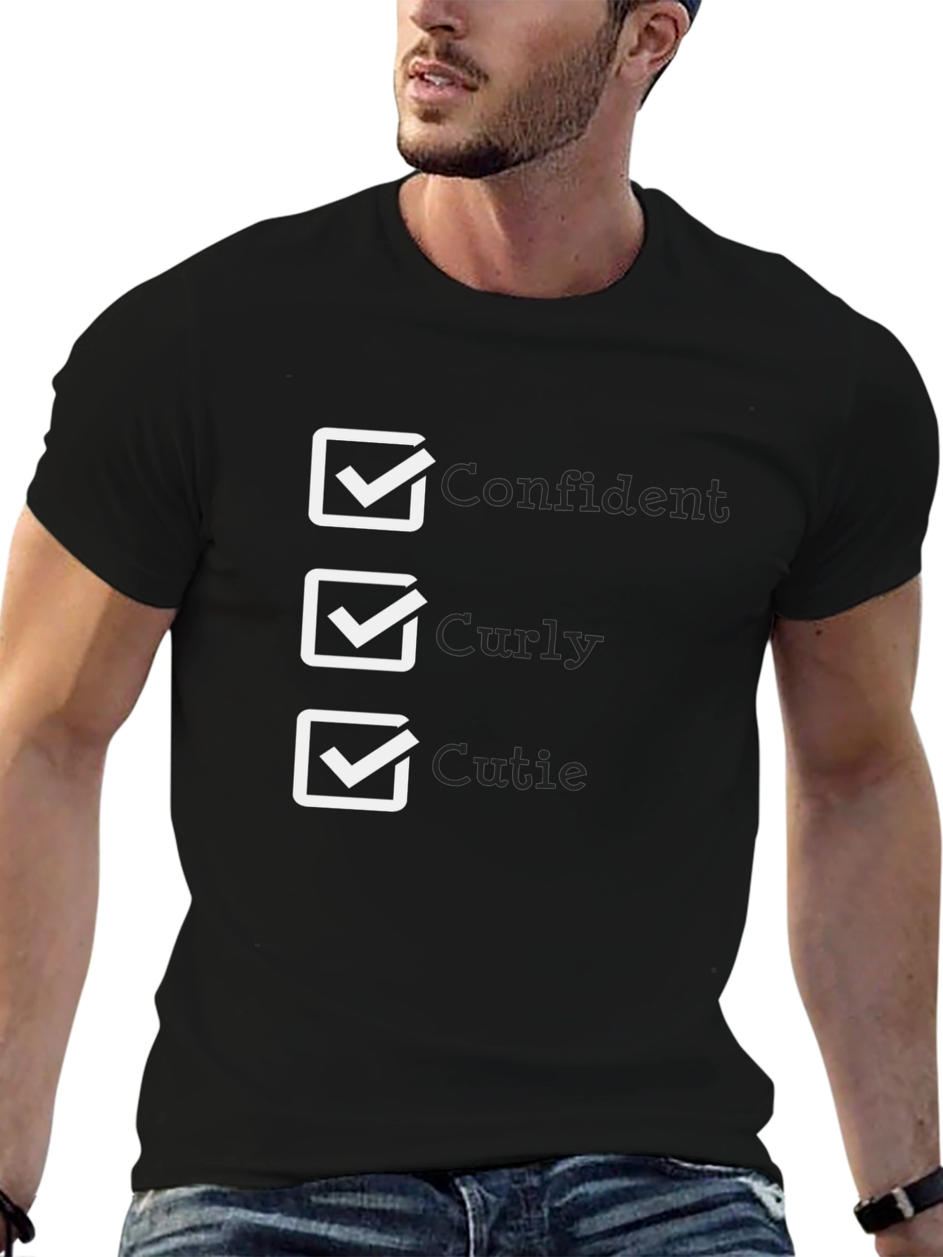 Confident Curly Cutie Black T-Shirt