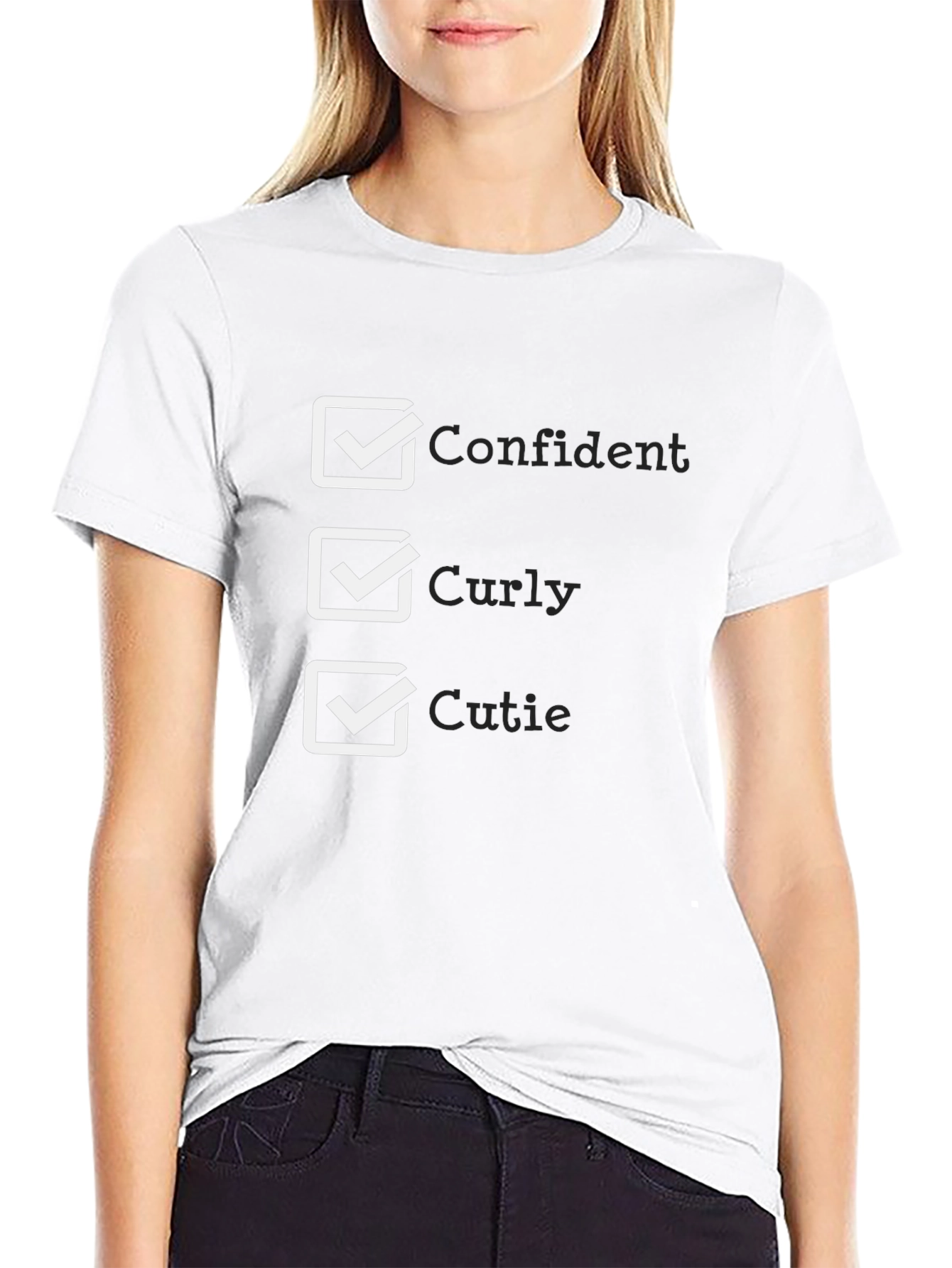 Confident Curly Cutie Black T-Shirt