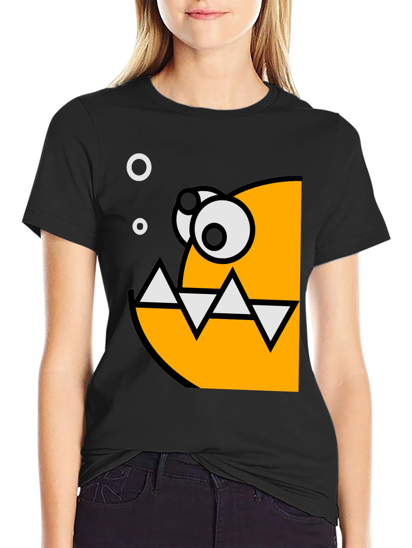 Cartoon Fish Graphic Black T-Shirt