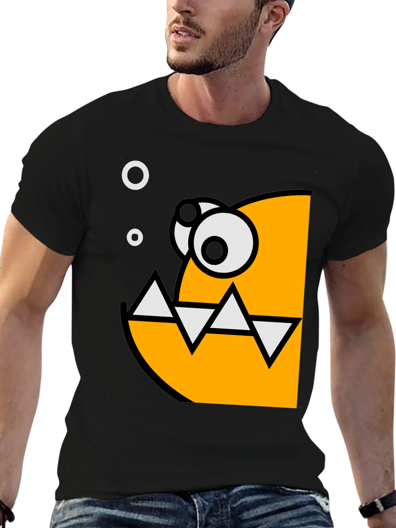 Cartoon Fish Graphic Black T-Shirt