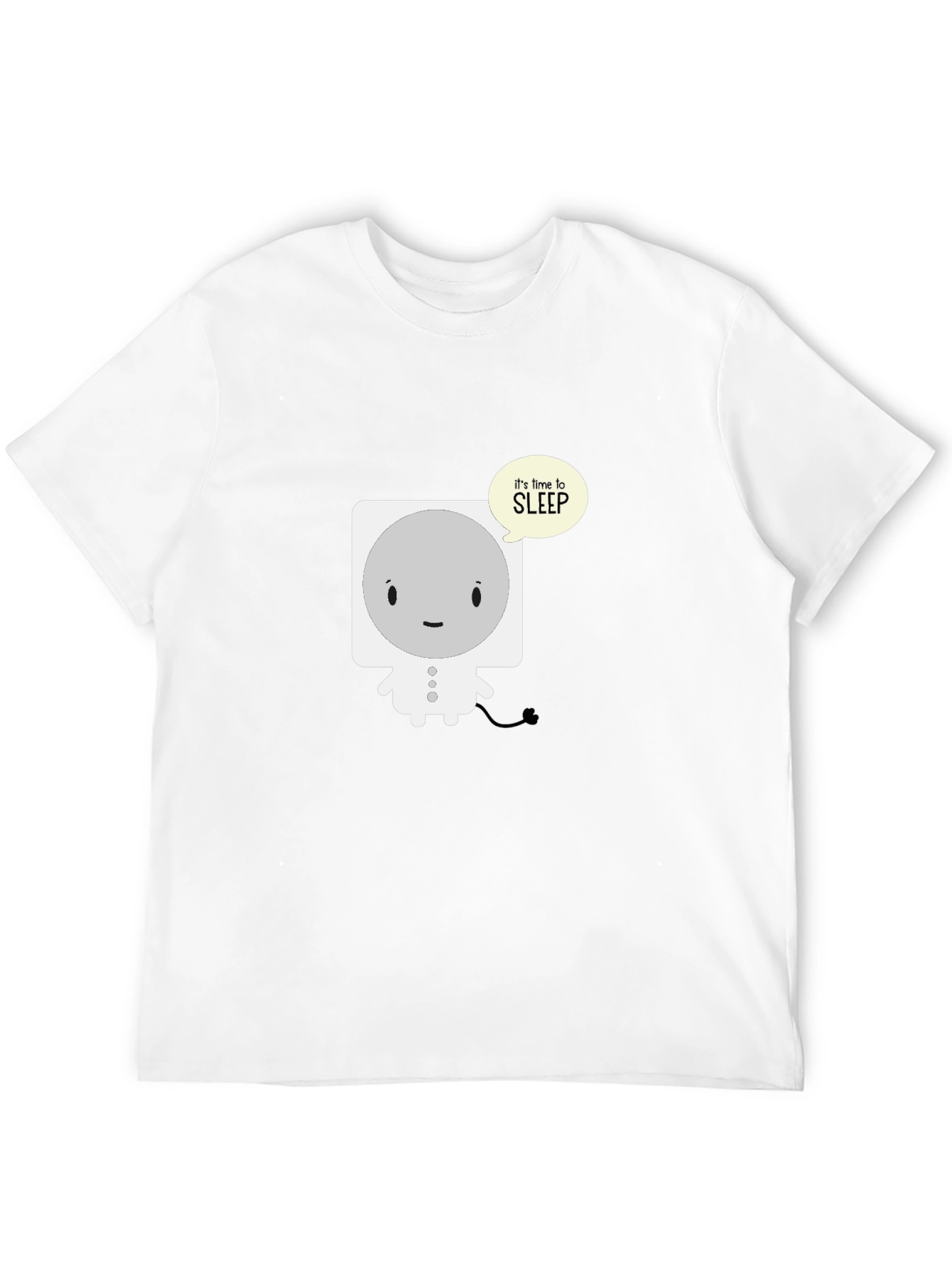 Cute Sleepy Robot Black T-Shirt