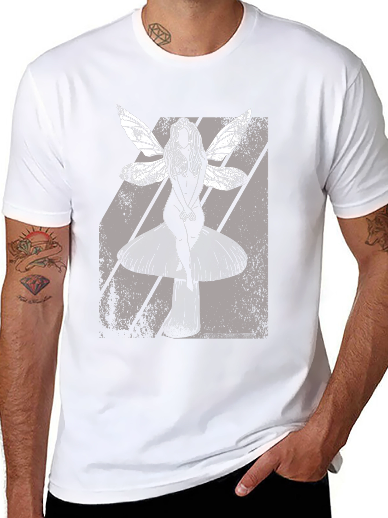 Fairy on Mushroom T-Shirt - Unique Graphic Tee